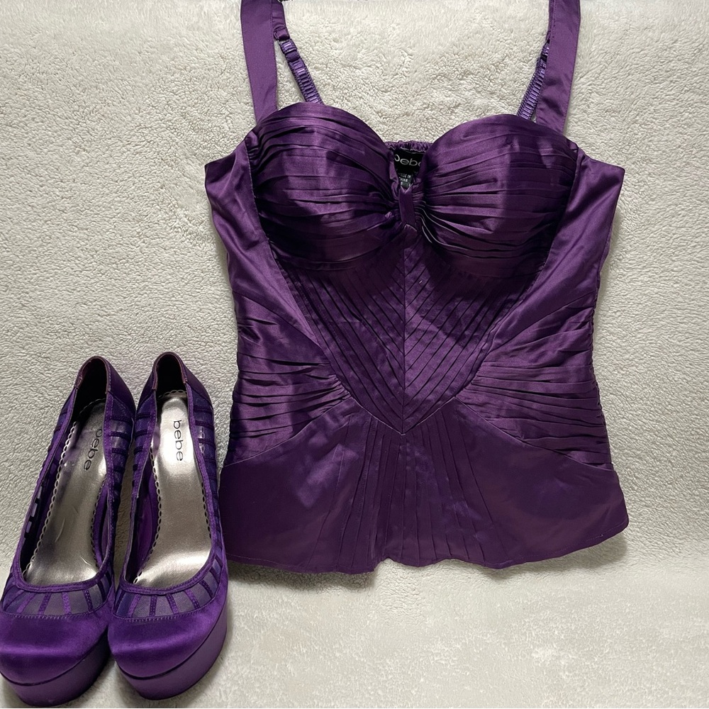 SET! Purple satin heels and top